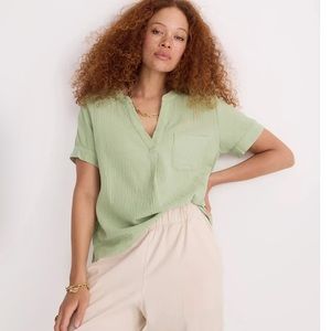 J. Crew v-neck soft gauze popover top.